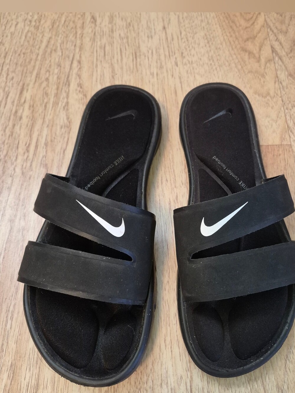 Nike Black Slide Sandals with White Swoosh